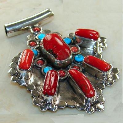 Bjb 016 pendentif pendant berbere 22gr kabyle chaine hamsa corail argent925 1