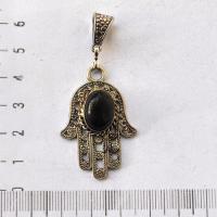 Bjb 024 pendentif pendant 55mm hamsa main fatima onyx 10x15mm berberes kabyle 2 