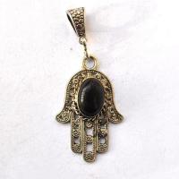 Bjb 024 pendentif pendant 55mm hamsa main fatima onyx 10x15mm berberes kabyle 3 