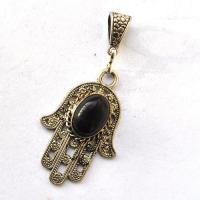 Bjb 024 pendentif pendant 55mm hamsa main fatima onyx 10x15mm berberes kabyle 5 