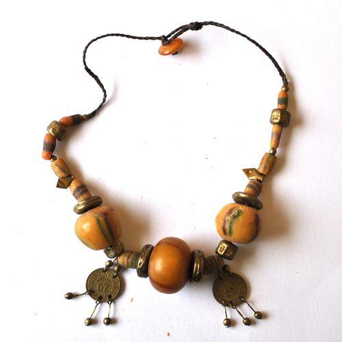 Bjb 026 collier parure berbere kabyle ethnique perles pate verre ambre argent 128gr 2 