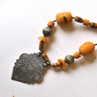 Bjb 027 collier parure berbere kabyle ethnique perles pate verre ambre argent 40gr 4 