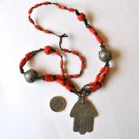 Bjb 029 collier parure berbere kabyle 65cm 43gr perles fatma 40x60mm argent ethnique 3 