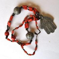 Bjb 029 collier parure berbere kabyle 65cm 43gr perles fatma 40x60mm argent ethnique 6 