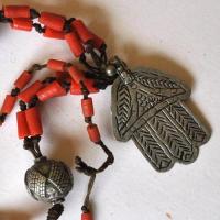 Bjb 029 collier parure berbere kabyle 65cm 43gr perles fatma 40x60mm argent ethnique 7 
