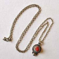 Bjb 030 collier pendant berbere kabyle chaine 54cm 6gr perles corail 8mm argent ethnique 4 