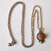 Bjb 030 collier pendant berbere kabyle chaine 54cm 6gr perles corail 8mm argent ethnique 5 