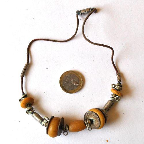 Bjb 032 collier parure berbere kabyle 40cm 46gr perles 20x8mm pieces argent ethnique 3 