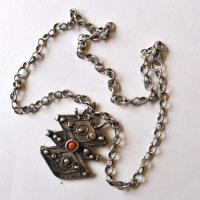 Bjb 033 collier beni yenni berbere kabyle chaine 66cm 65gr pendant 50x60mm corail argent ethnique 5 