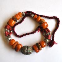 Bjb 045 collier beni yenni berbere kabyle 90 40cm 198gr perle emaillee 33x42mm ambre 20x28mml argent 4