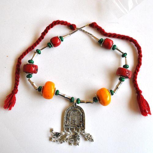 Bjb 046 collier beni yenni berbere kabyle chaine 46 90cm 132gr pendant 35x52mm ambre 30mml argent ethnique 2