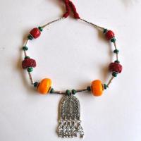 Bjb 046 collier beni yenni berbere kabyle chaine 46 90cm 132gr pendant 35x52mm ambre 30mml argent ethnique 4 