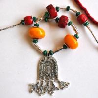 Bjb 046 collier beni yenni berbere kabyle chaine 46 90cm 132gr pendant 35x52mm ambre 30mml argent ethnique 6 