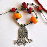 Bjb 046 collier beni yenni berbere kabyle chaine 46 90cm 132gr pendant 35x52mm ambre 30mml argent ethnique 6