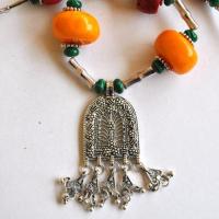 Bjb 046 collier beni yenni berbere kabyle chaine 46 90cm 132gr pendant 35x52mm ambre 30mml argent ethnique 8