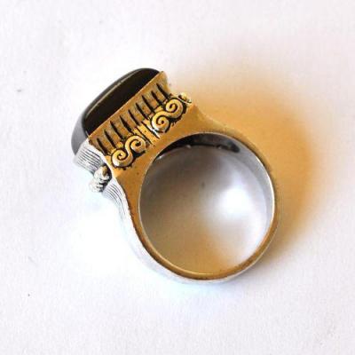 Bje 001 bague egyptienne t60 onyn noir 14mm ethnique argent950 1