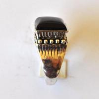 Bje 001 bague egyptienne t60 onyn noir 14mm ethnique argent950 3 