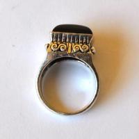 Bje 001 bague egyptienne t60 onyn noir 14mm ethnique argent950 5 