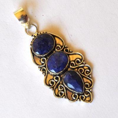 Bje 002 pendant pendentif egyptien 56mm saphie bleur 8x10mm ethnique argent950 1