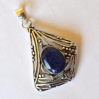 Bje 003 pendant pendentif egyptien 55mm saphie bleu 12x16mm ethnique argent950 5 