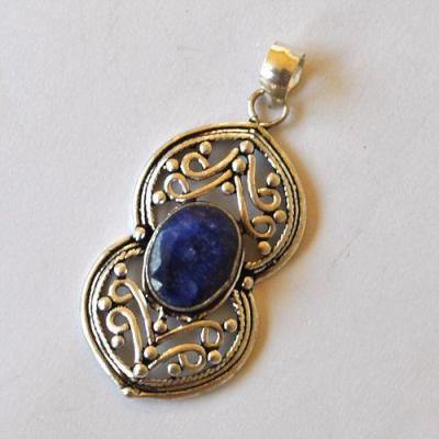 Bje 007 pendant pendentif egyptien 60mm saphie bleur 15x10mm ethnique argent950 2 