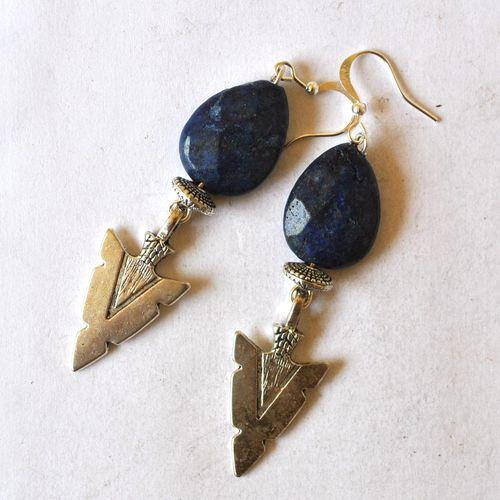 Bje 010 boucles oreilles egyptienne orientales lapis lazuli 70mm 12gr argent925 1 