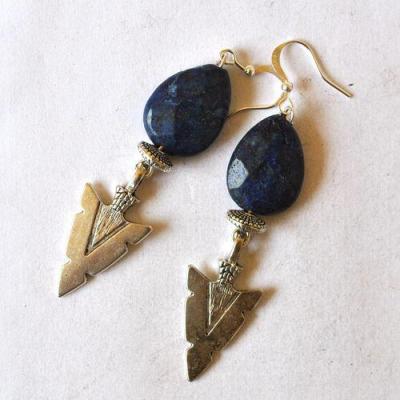 Bje 010 boucles oreilles egyptienne orientales lapis lazuli 70mm 12gr argent925 1
