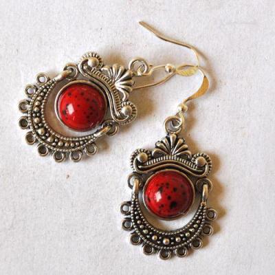 Bje 012 boucles oreilles egyptienne orientales jaspe rouge 50mm 8gr argent925 1 