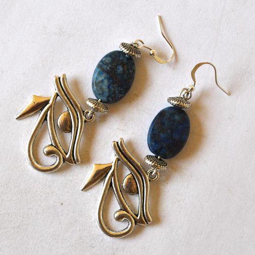 Bje 013 boucles oreilles egyptienne orientales lapis lazuli 70mm 14gr argent925 4