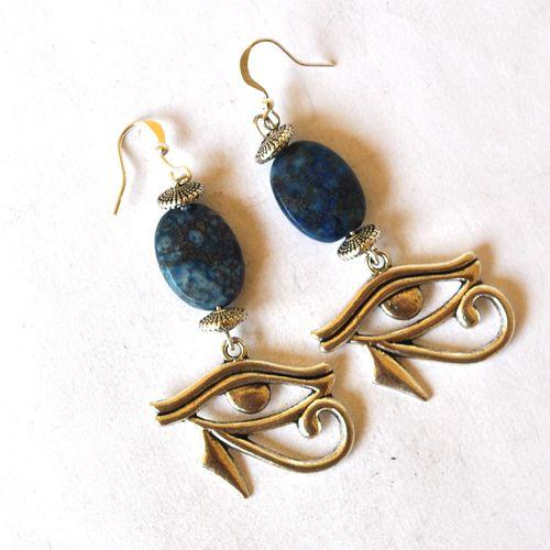 Bje 013 boucles oreilles egyptienne orientales lapis lazuli 70mm 14gr argent925 5