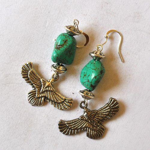 Bje 016 boucles oreilles egyptienne orientales turquoise faucon horus 50mm 13gr argent925 4