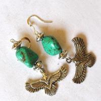 Bje 016 boucles oreilles egyptienne orientales turquoise faucon horus 50mm 13gr argent925 5