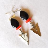 Bje 017 boucles oreilles egyptienne orientales onyx noir corail 70mm 8gr argent925 4 