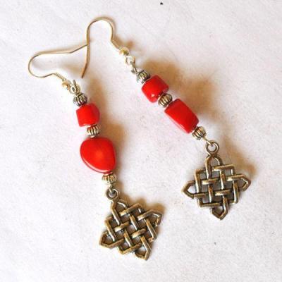 Bje 019 boucles oreilles egyptienne orientales corail 70mm 8gr argent925 1
