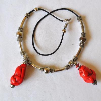 Bje 021 collier parure egyptienne orientales turquoise rouge 44cm 40gr argent925 1