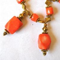 Bje 022 collier parure egyptienne orientales corail rose 50cm 57gr argent925 3