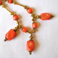 Bje 022 collier parure egyptienne orientales corail rose 50cm 57gr argent925 4