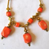 Bje 022 collier parure egyptienne orientales corail rose 50cm 57gr argent925 5