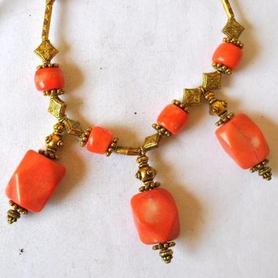 Bje 022 collier parure egyptienne orientales corail rose 50cm 57gr argent925 5