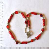 Bje 023 collier parure egyptienne orientales corail rouge 50cm 48gr argent925 2