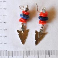 Bje 024 boucles oreilles egyptienne orientales lapis lazuli corail 60mm 14gr argent925 3 