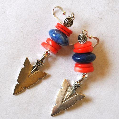 Bje 024 boucles oreilles egyptienne orientales lapis lazuli corail 60mm 14gr argent925 6