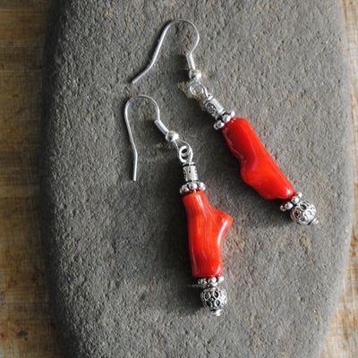 Bje 026 boucles oreilles corail argent ethnique orientales egyptiennes 50mm 8gr 1 