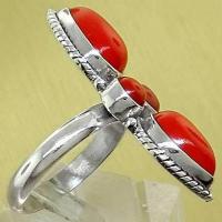 Bje 027 bague egyptienne orientale t54 corail argent ethnique 8x12mm 3 