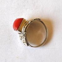 Bje 028 bague egyptienne orientale t58 9gr corail argent ethnique 10x10mm 3 