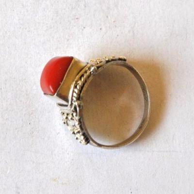 Bje 028 bague egyptienne orientale t58 9gr corail argent ethnique 10x10mm 1 