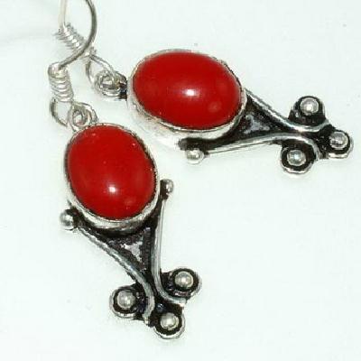 Bje 031 boucles oreilles corail argent ethnique orientales egyptiennes 50mm 8gr 1