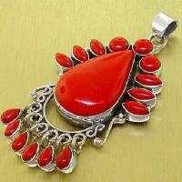 Bje 032 pendentif pendant corail egyptien bijou oriental argent 17gr 20x30 1