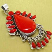 Bje 032 pendentif pendant corail egyptien bijou oriental argent 17gr 20x30 2