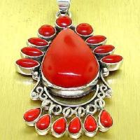 Bje 032 pendentif pendant corail egyptien bijou oriental argent 17gr 20x30 3